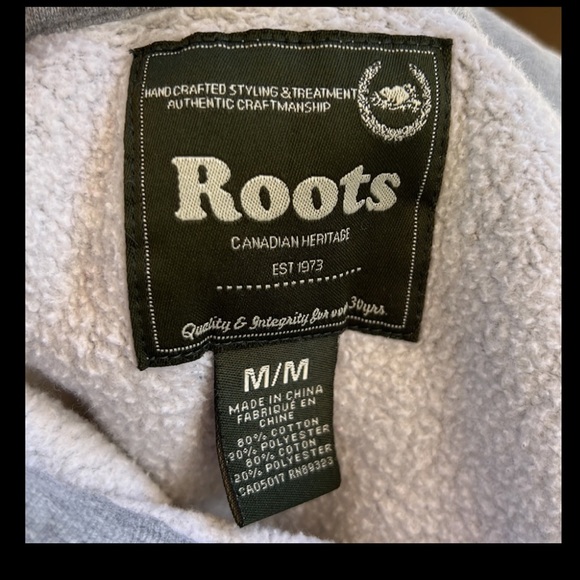 Roots Canada Grey 1/4 Zip Pullover Sweatshirt Unisex Size M - Picture 9 of 9
